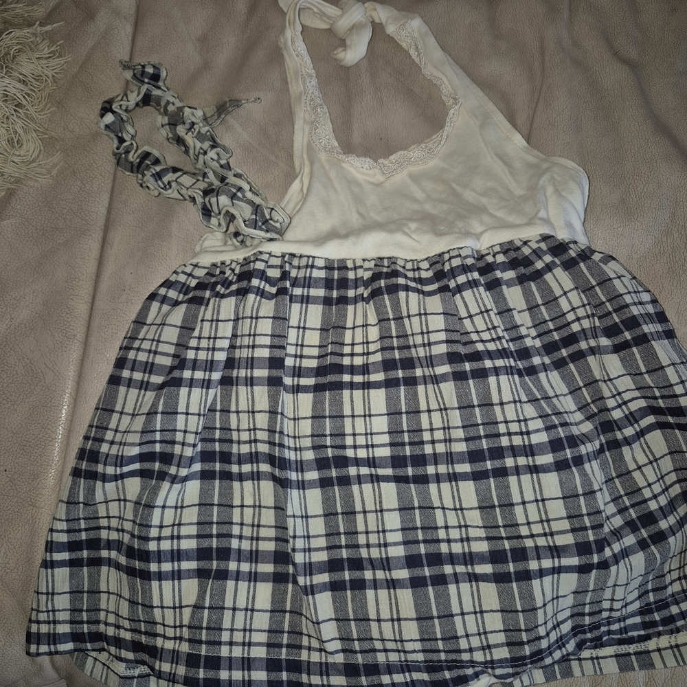Celebrity Kids- White and Blue Plaid Kids Casual Dress
